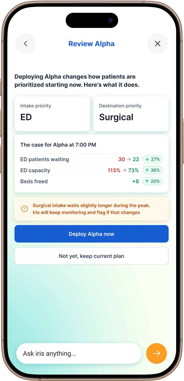Iris Review Alpha tradeoff screen